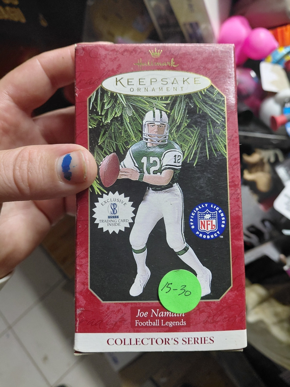 1997 Hallmark Keepsake Ornament of Joe Namath Football legends with card
